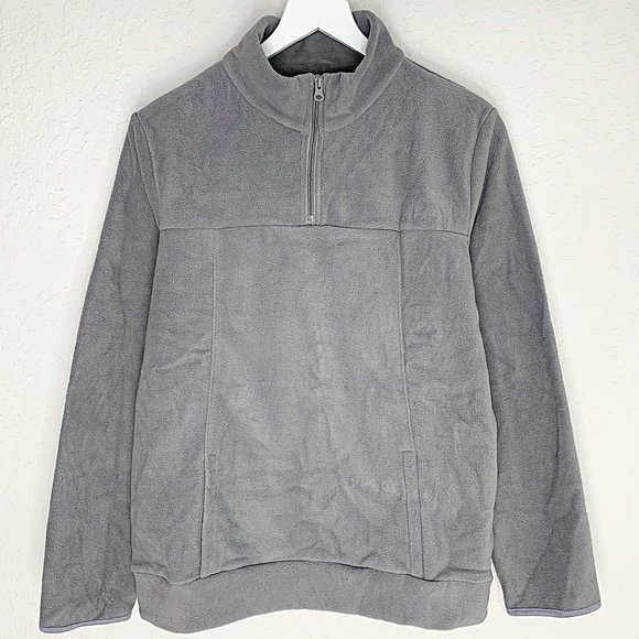 Polar Fleece Plush Quarter-Zip Pullover in Grey - Picture 2 of 5